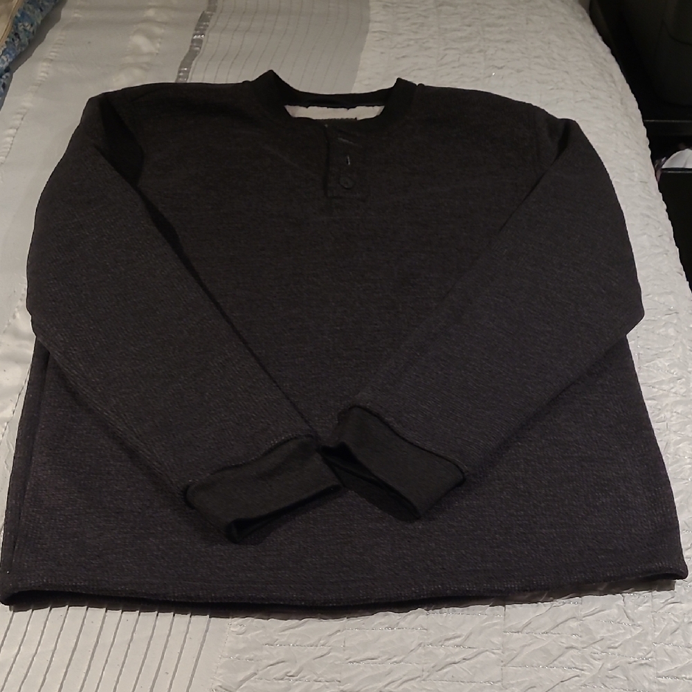Men's Lightweight Dark Gray Henley Shirt Jacket